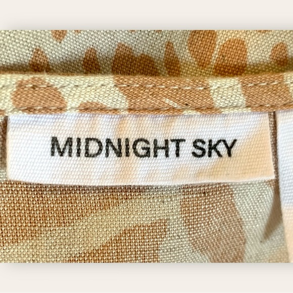 MIDNIGHT SKY CARMEL ZEBRA PRINT TIED LINEN BLEND BLOUSE women’S SIZE MEDIUM - Picture 7 of 9